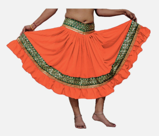 BOLLYWOOD sukně zdobená PARI- ORANŽOVÁ