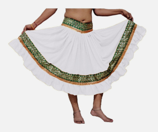 BOLLYWOOD sukně zdobená PARI- BÍLÁ