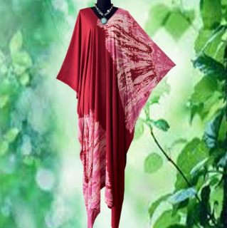 Abstraktní batikovaný KAFTAN dlouhý (03) - výstřih do V
