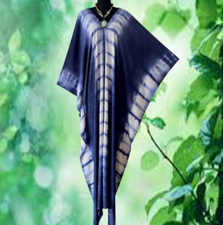 Batikovaný KAFTAN dlouhý (08) - výstřih do V