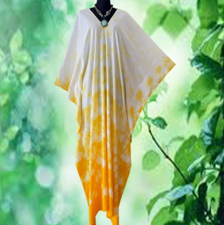 Abstraktní batikovaný KAFTAN dlouhý (11) - výstřih do V
