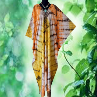 Letní batikovaný KAFTAN dlouhý (14) - výstřih do V