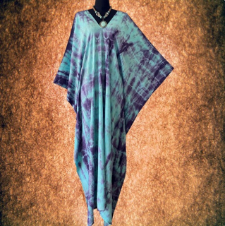 Boho batikovaný KAFTAN dlouhý (19) - výstřih do V