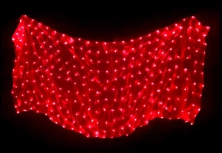 LED hedvábný ZÁVOJ - ČERVENÝ - 300x114 cm