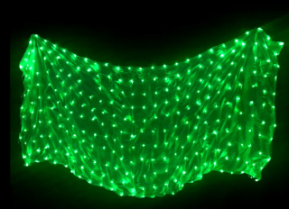 LED hedvábný ZÁVOJ - ZELENÝ - 270x114 cm