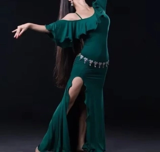 Belly dance šaty HELA (dospělé), TMAVĚ ZELENÉ - vel. S/M/L
