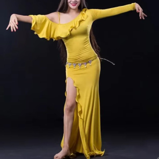 Belly dance šaty HELA (dospělé), ŽLUTÉ- vel. S/M/L
