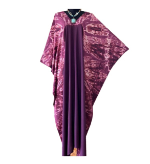 Fialový KAFTAN dlouhý batikovaný (99) - výstřih do V