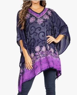 Tunika (kaftan) VLADANA - MODRO/FIALOVÁ (obvod do 129.5 cm)