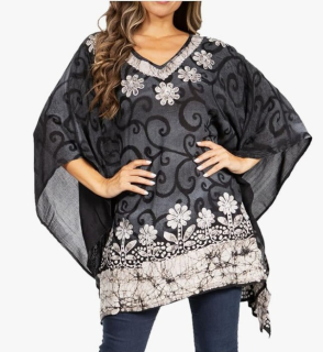 Tunika (kaftan) VLADANA - ČERNO/BÍLÁ (obvod do 129.5 cm)