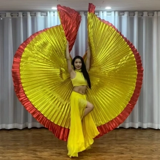 Dvojitá křídla ISIS ultra velká (145 cm)  - ČERVENÁ - ZLATÁ
