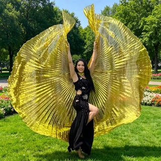 PERLEŤOVÁ průsvitná křídla ISIS ultra velká (145 cm) - ZLATÁ